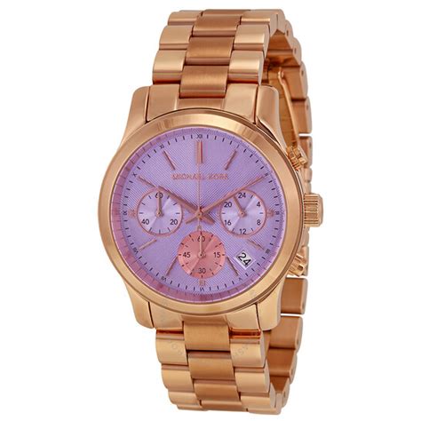 michael kors 6163|Michael Kors Runway Chronograph Purple Dial Rose .